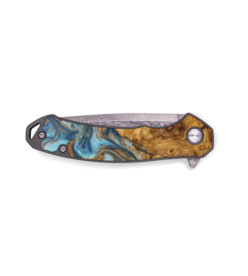 EDC Wood+Resin Pocket Knife - Drake (Teal & Gold, 711952)
