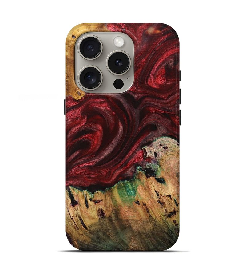 iPhone 16 Pro Wood+Resin Live Edge Phone Case - Yesenia (Red, 712275)