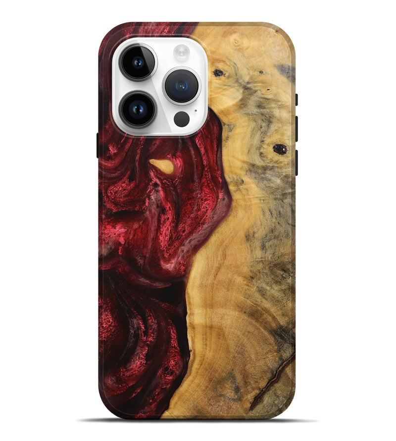 iPhone 15 Pro Max Wood+Resin Live Edge Phone Case - Georgia (Red, 712290)