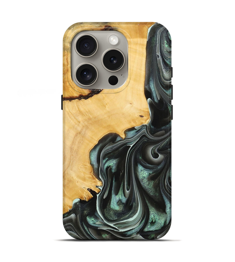 iPhone 16 Pro Wood+Resin Live Edge Phone Case - Armani (Black & White, 712291)