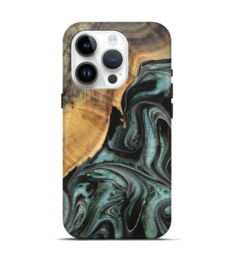 iPhone 15 Pro Wood+Resin Live Edge Phone Case - Ariana (Black & White, 712293)