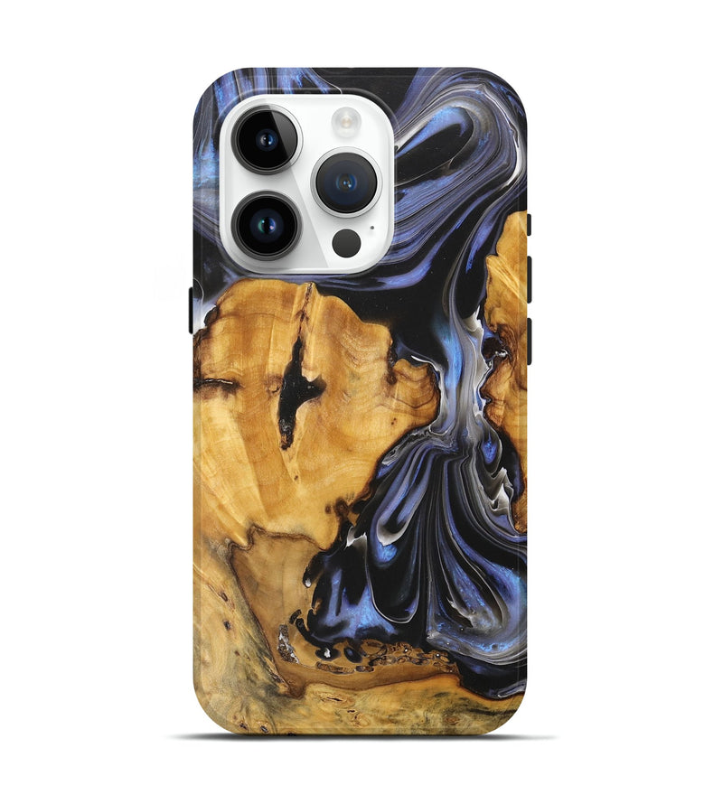iPhone 15 Pro Wood+Resin Live Edge Phone Case - Jasmin (Blue, 712299)
