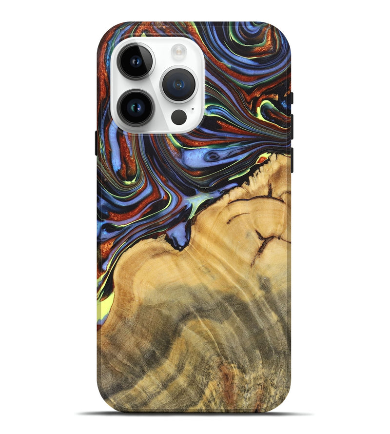 iPhone 15 Pro Max Wood+Resin Live Edge Phone Case - Amari (Blue, 712301)