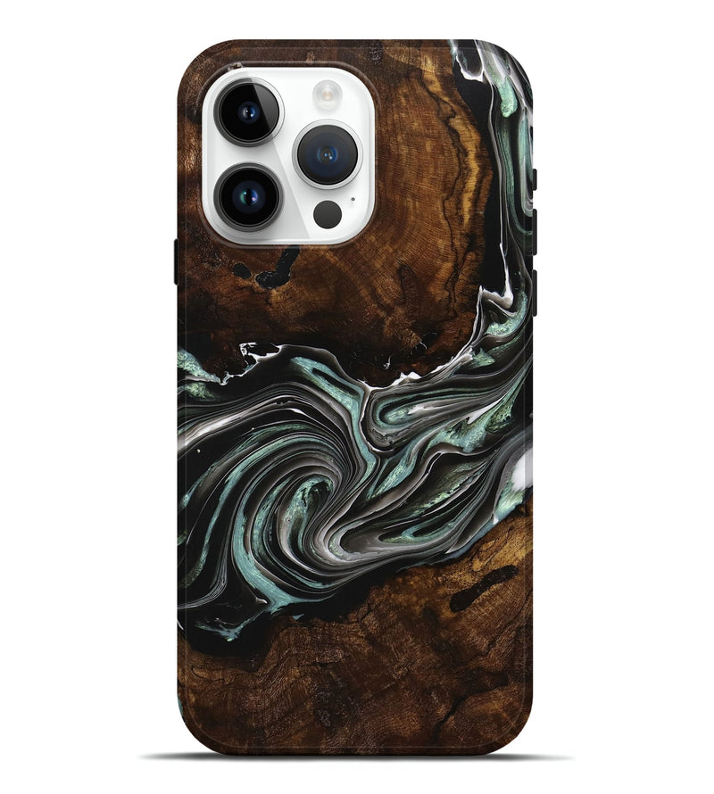 iPhone 15 Pro Max Wood+Resin Live Edge Phone Case - Curtis (Black & White, 712313)