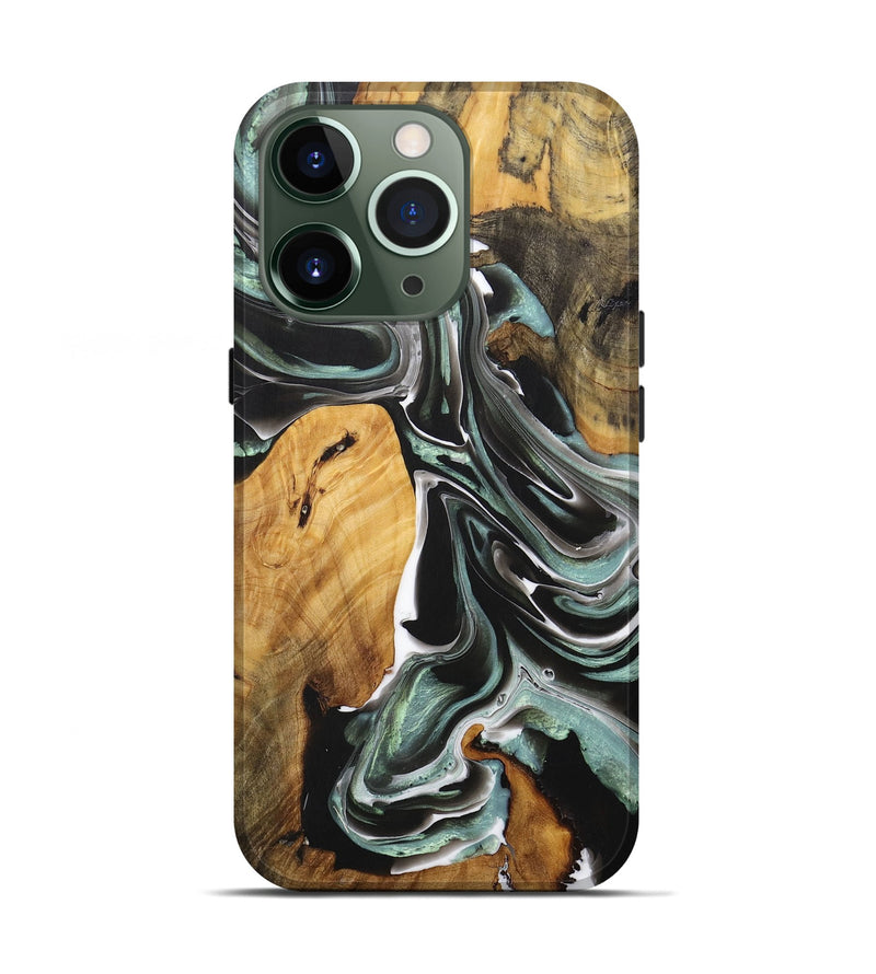 iPhone 13 Pro Wood+Resin Live Edge Phone Case - Luella (Black & White, 712321)