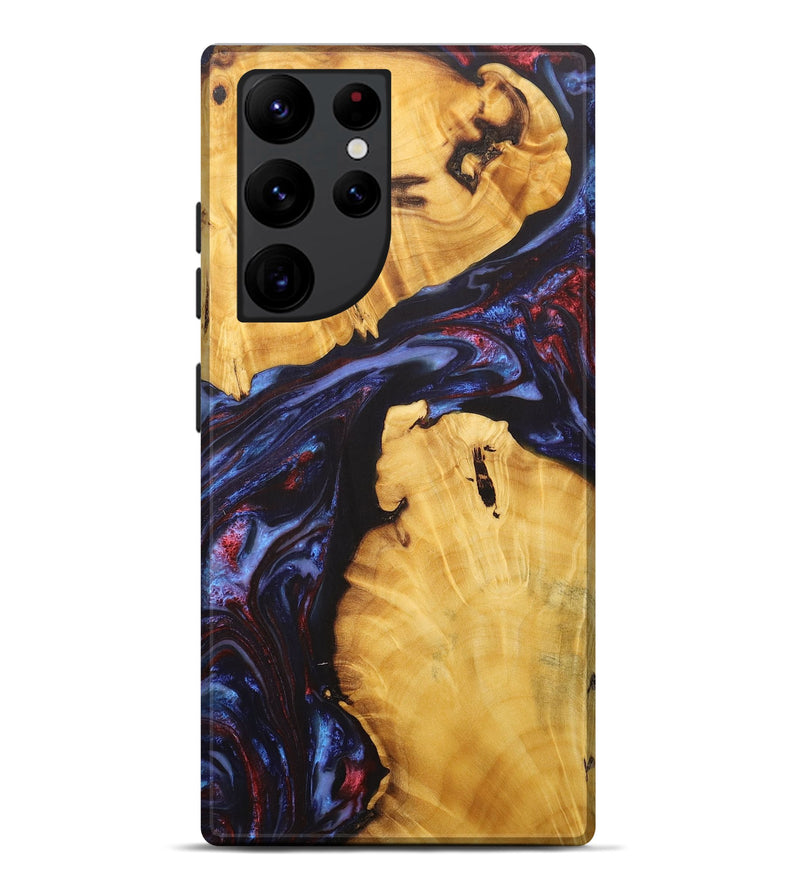 Galaxy S22 Ultra Wood+Resin Live Edge Phone Case - Carissa (Blue, 712323)