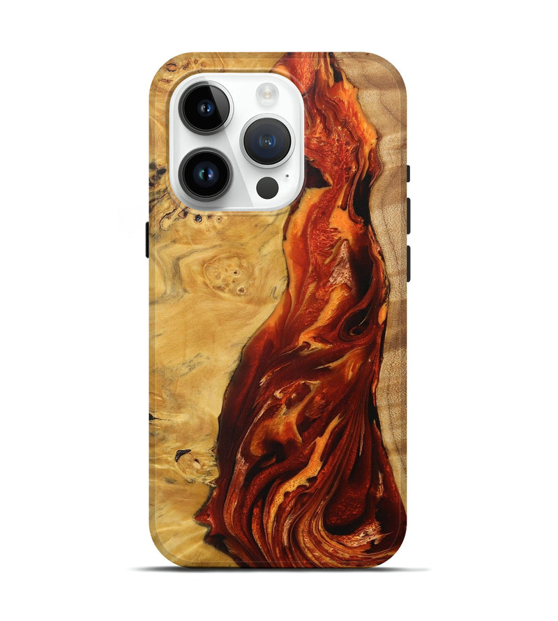 iPhone 15 Pro Wood+Resin Live Edge Phone Case - Lewis (Red, 712326)