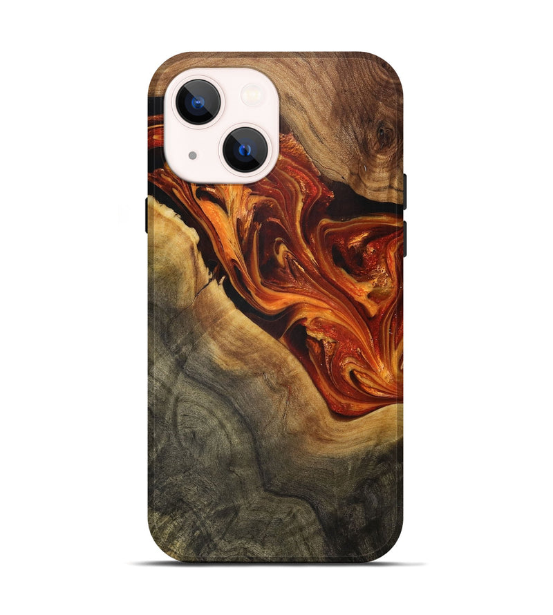 iPhone 14 Wood+Resin Live Edge Phone Case - Ethan (Red, 712327)