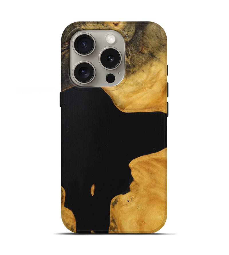 iPhone 16 Pro Wood+Resin Live Edge Phone Case - Carlton (Pure Black, 712335)