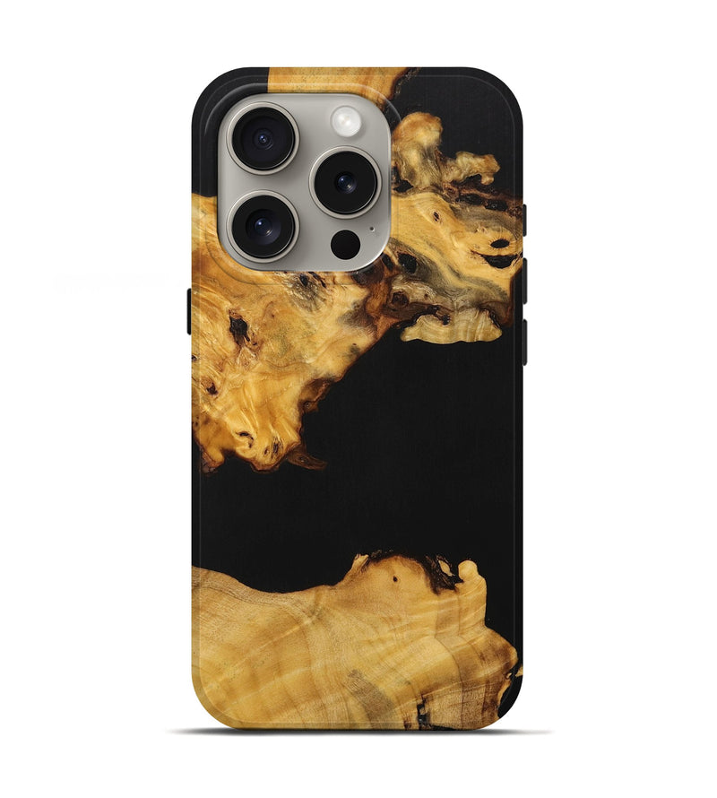 iPhone 16 Pro Wood+Resin Live Edge Phone Case - Christy (Pure Black, 712336)