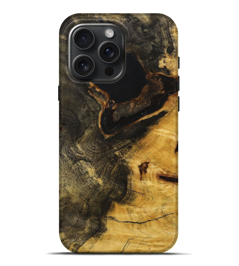 iPhone 16 Pro Max Wood+Resin Live Edge Phone Case - Jazlyn (Pure Black, 712337)