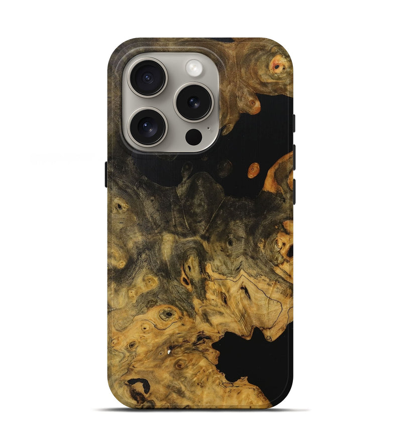 iPhone 16 Pro Wood+Resin Live Edge Phone Case - Gunner (Pure Black, 712339)