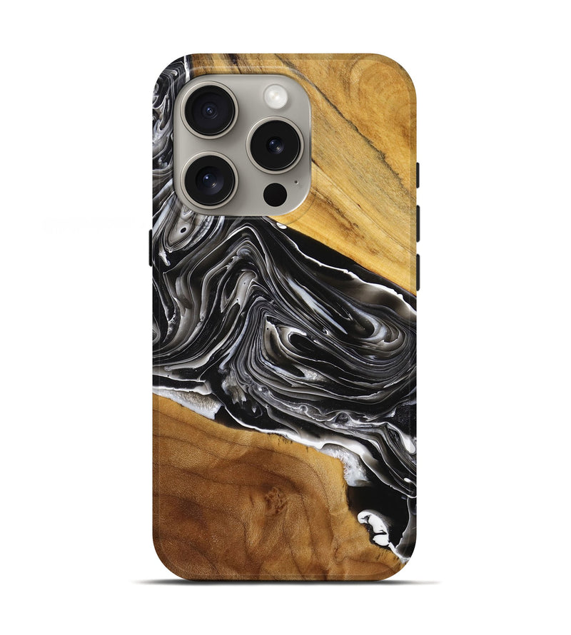 iPhone 16 Pro Wood+Resin Live Edge Phone Case - Emil (Black & White, 712550)