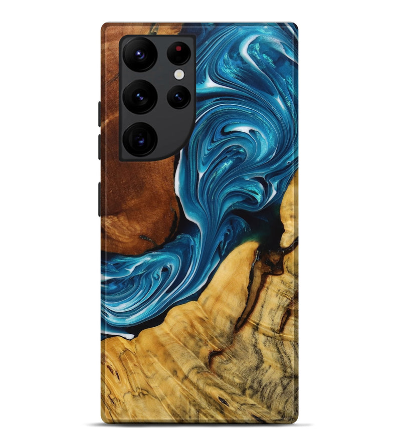 Galaxy S22 Ultra Wood+Resin Live Edge Phone Case - Dewey (Blue, 712553)