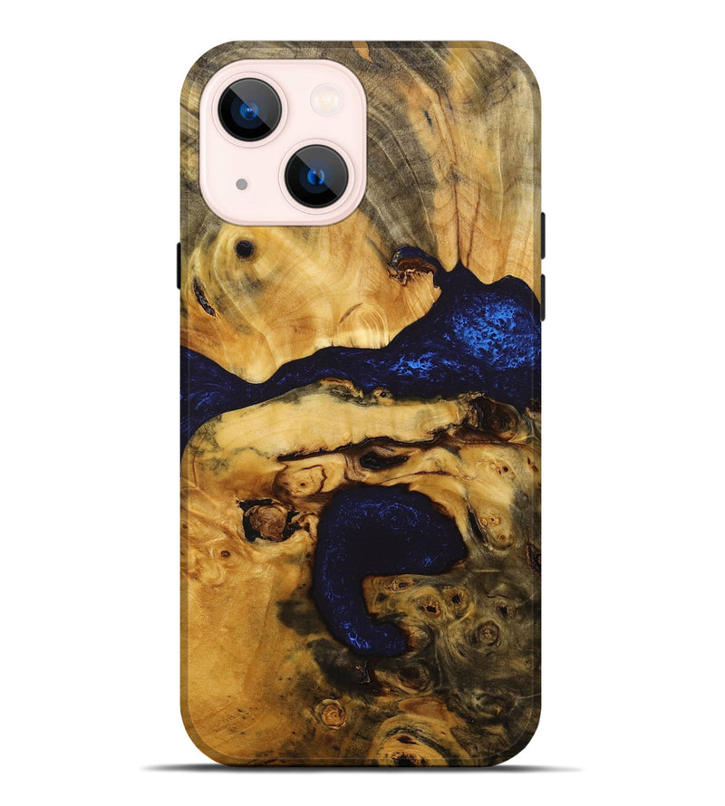 iPhone 14 Plus Wood+Resin Live Edge Phone Case - Brandi (Blue, 712557)