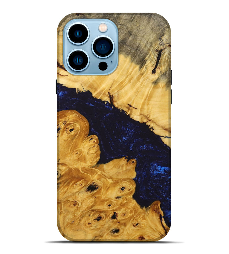 iPhone 14 Pro Max Wood+Resin Live Edge Phone Case - Reid (Blue, 712558)
