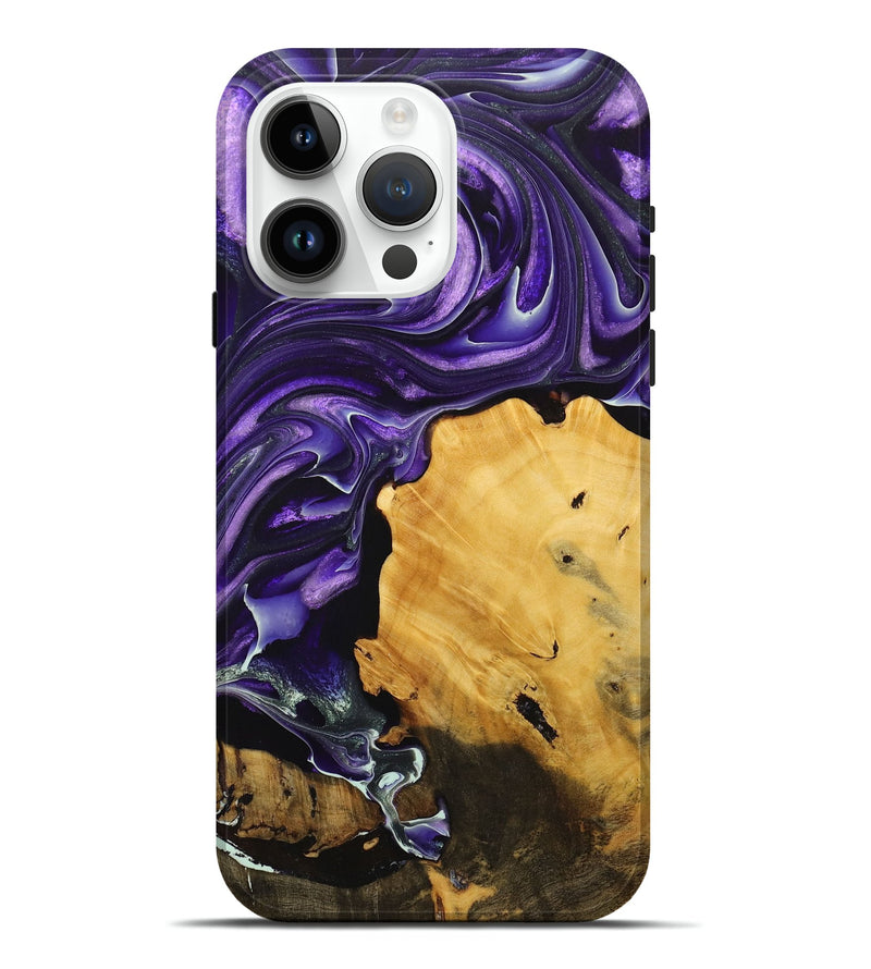 iPhone 15 Pro Max Wood+Resin Live Edge Phone Case - Ellen (Purple, 712568)