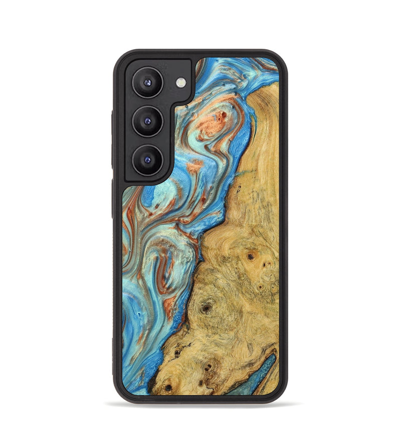 Galaxy S23 Wood+Resin Phone Case - Adelyn (Teal & Gold, 712682)