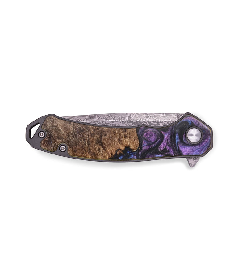 EDC Wood+Resin Pocket Knife - Kris (Purple, 712719)