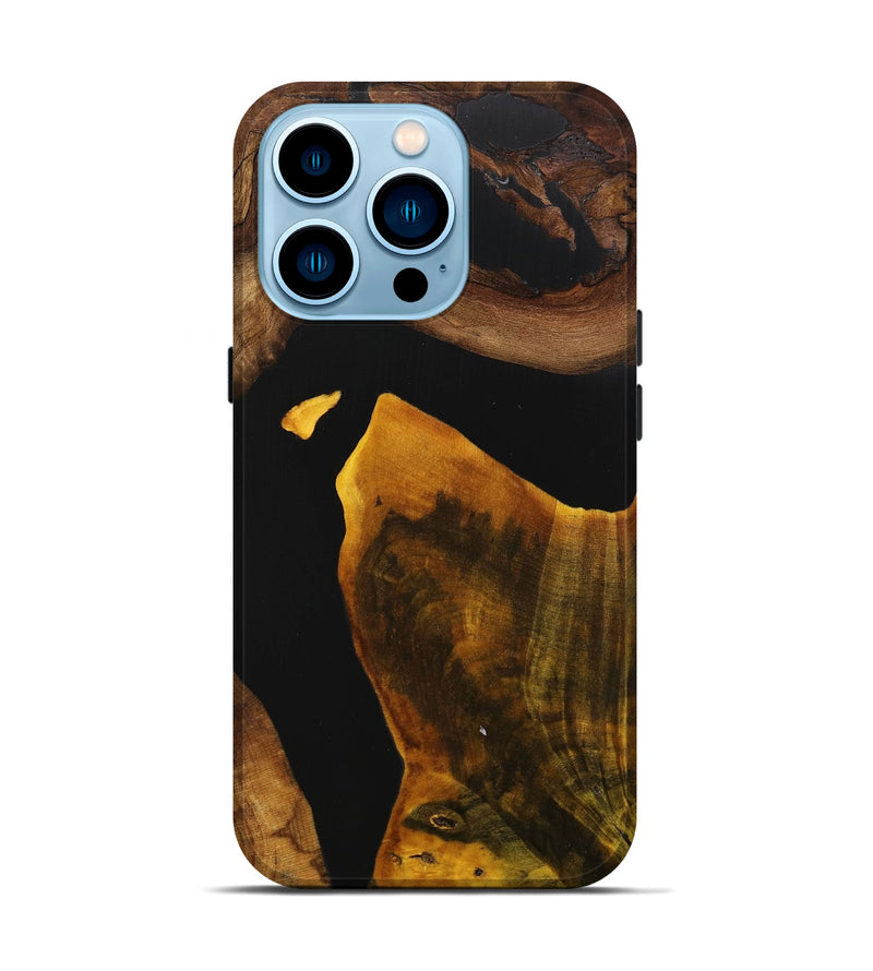 iPhone 14 Pro Wood+Resin Live Edge Phone Case - Blakely (Pure Black, 712740)