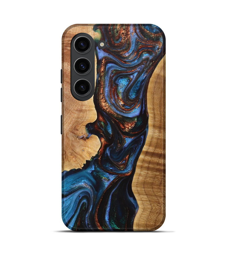 Galaxy S23 Wood+Resin Live Edge Phone Case - Oscar (Teal & Gold, 712744)