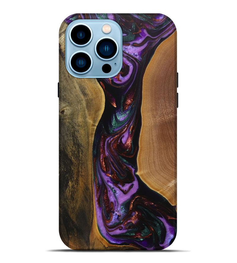 iPhone 14 Pro Max Wood+Resin Live Edge Phone Case - Ginger (Purple, 712749)