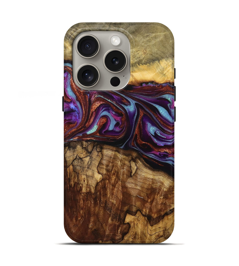 iPhone 16 Pro Wood+Resin Live Edge Phone Case - Luca (Purple, 712750)