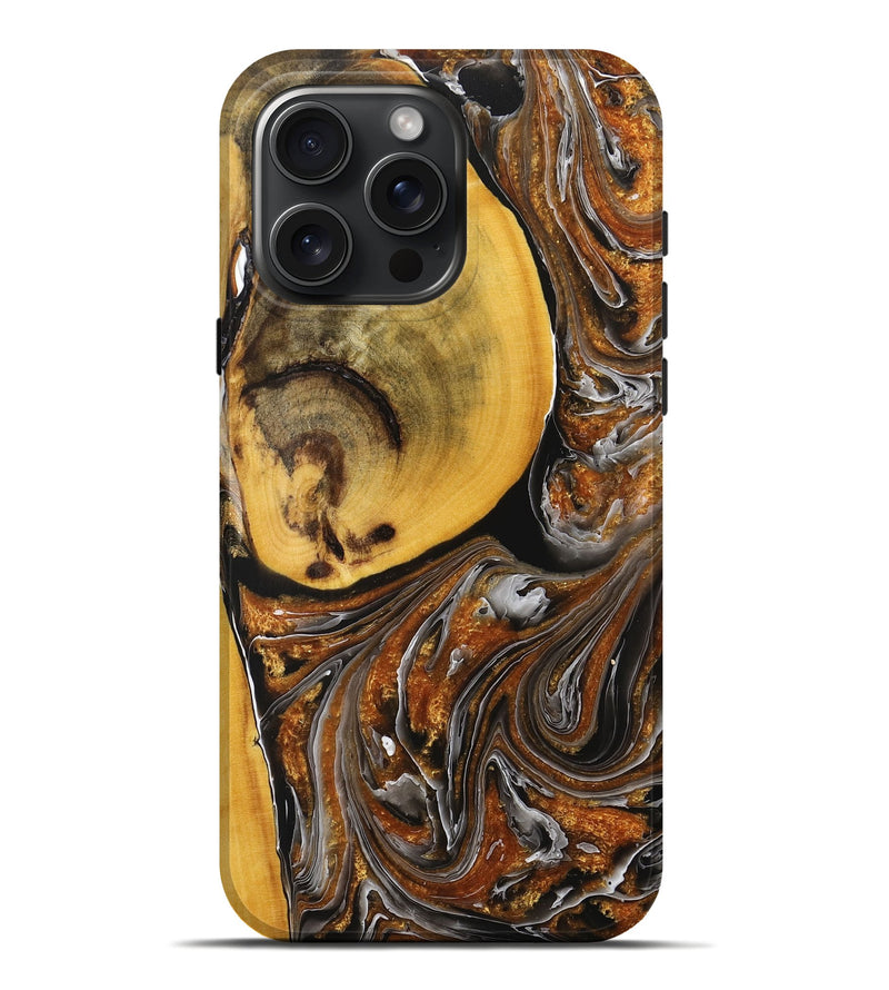 iPhone 16 Pro Max Wood+Resin Live Edge Phone Case - Sonya (Black & White, 712753)