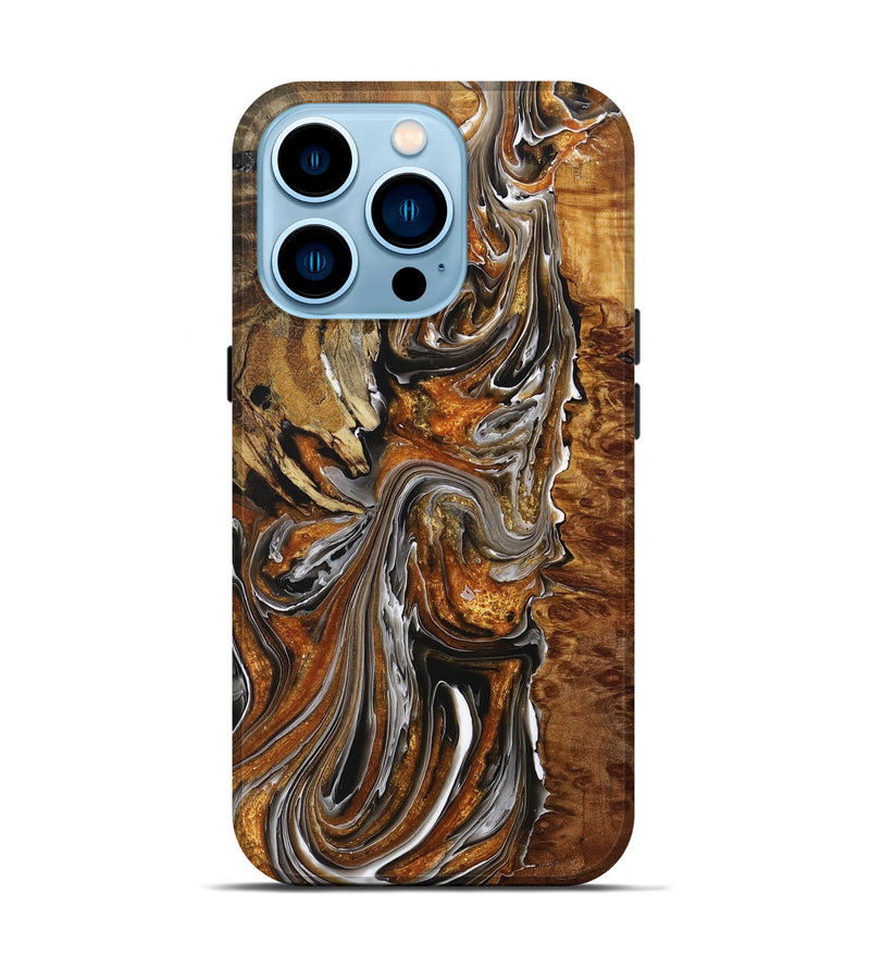 iPhone 14 Pro Wood+Resin Live Edge Phone Case - Avery (Black & White, 712754)
