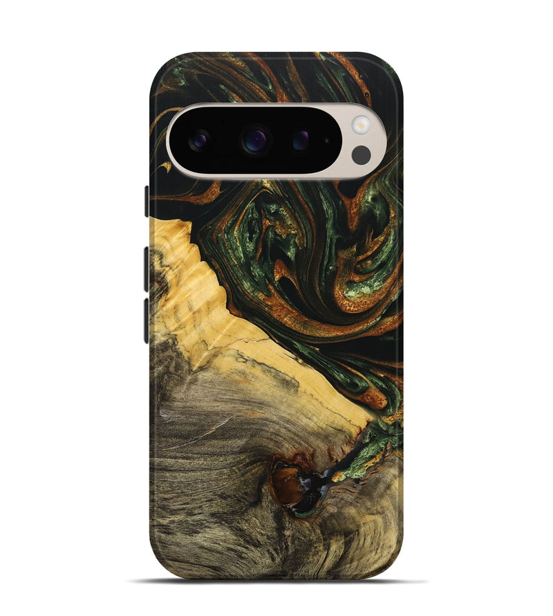 Pixel 9 Pro Wood+Resin Live Edge Phone Case - Lucile (Green, 712760)