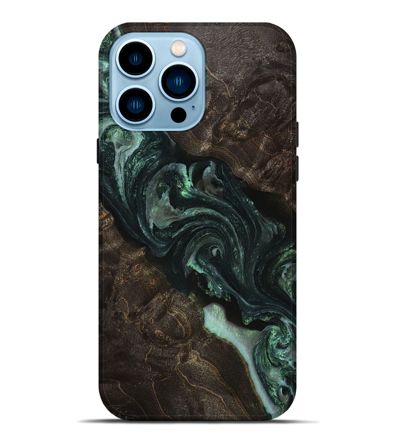 iPhone 14 Pro Max Wood+Resin Live Edge Phone Case - King (Green, 712801)