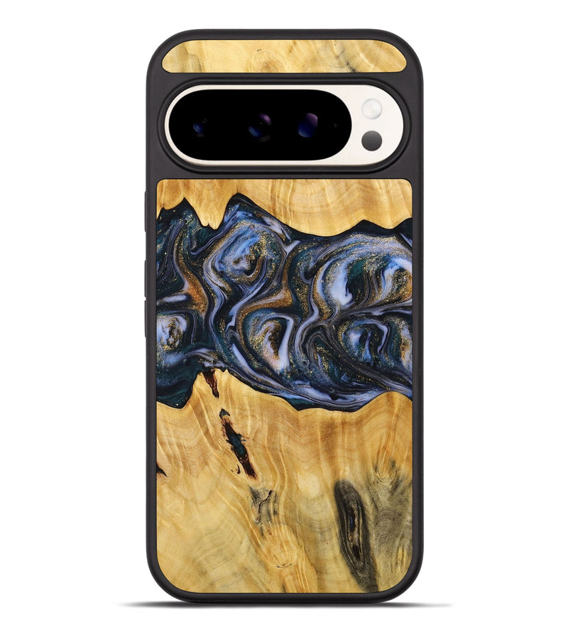 Pixel 9 Pro XL Wood+Resin Phone Case - Clara (Teal & Gold, 712968)