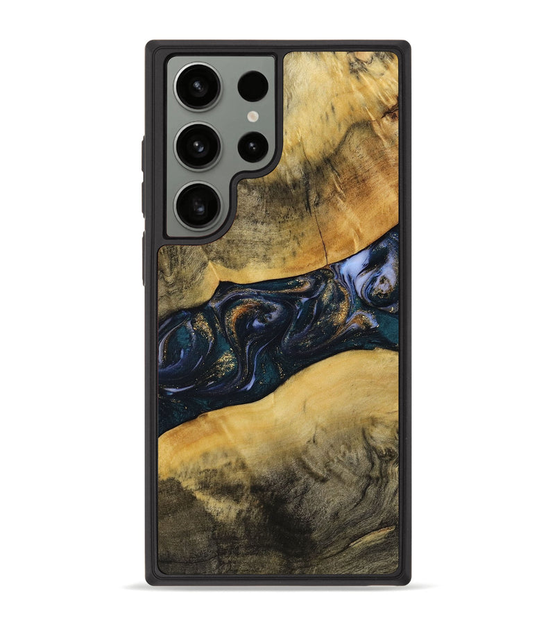 Galaxy S23 Ultra Wood+Resin Phone Case - Zaiden (Teal & Gold, 712970)