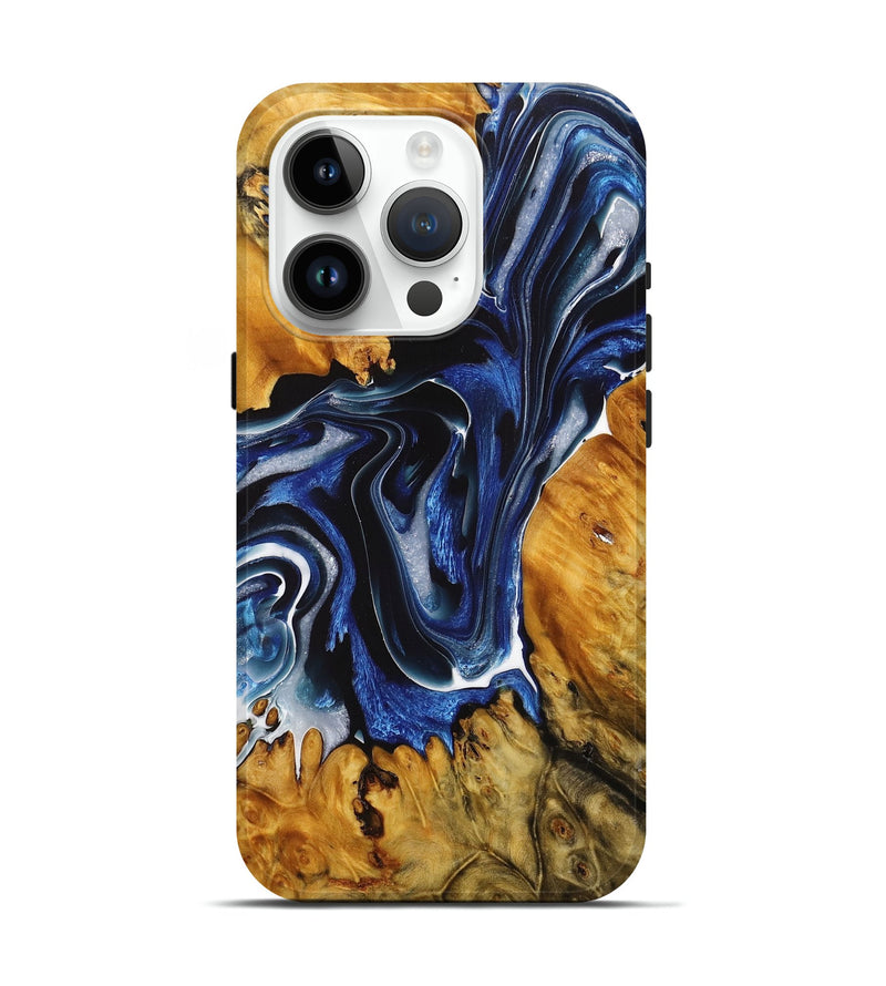 iPhone 15 Pro Wood+Resin Live Edge Phone Case - Knox (Blue, 713016)