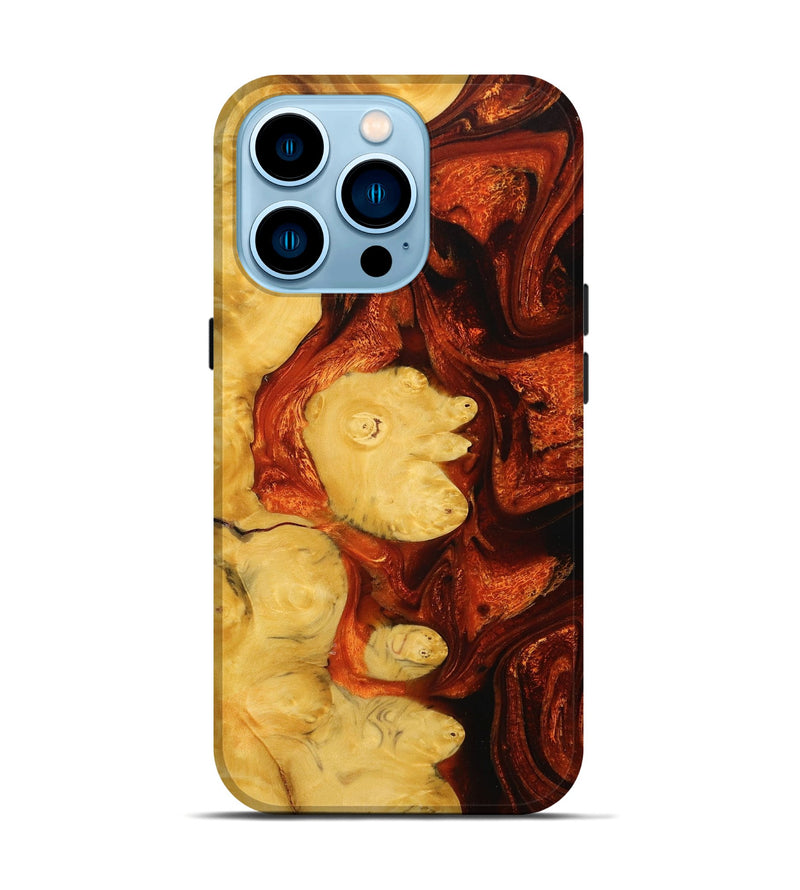 iPhone 14 Pro Wood+Resin Live Edge Phone Case - Ada (Red, 713023)