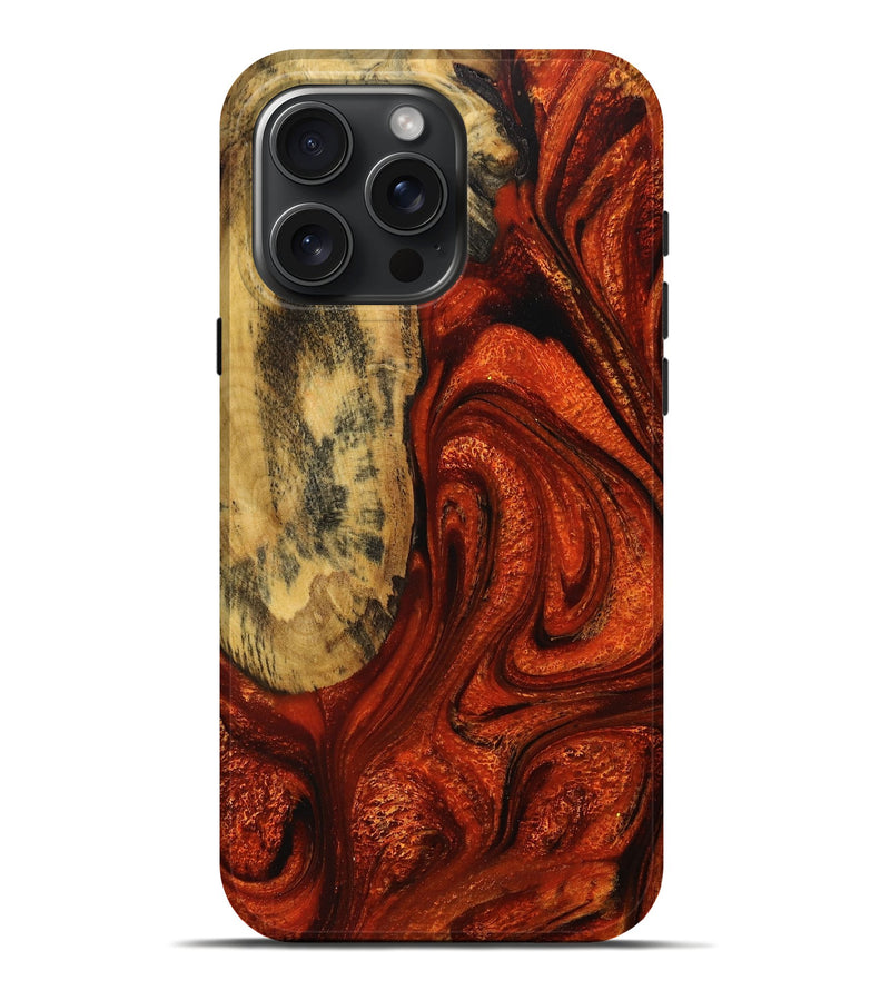 iPhone 16 Pro Max Wood+Resin Live Edge Phone Case - Steve (Red, 713025)