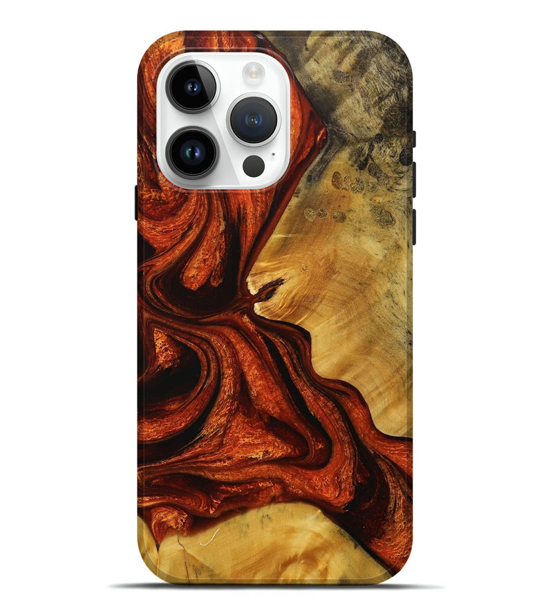 iPhone 15 Pro Max Wood+Resin Live Edge Phone Case - Braden (Red, 713026)