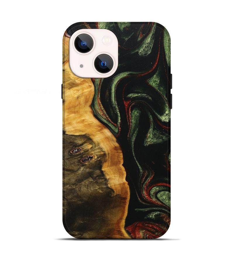 iPhone 13 Wood+Resin Live Edge Phone Case - Reid (Green, 713034)