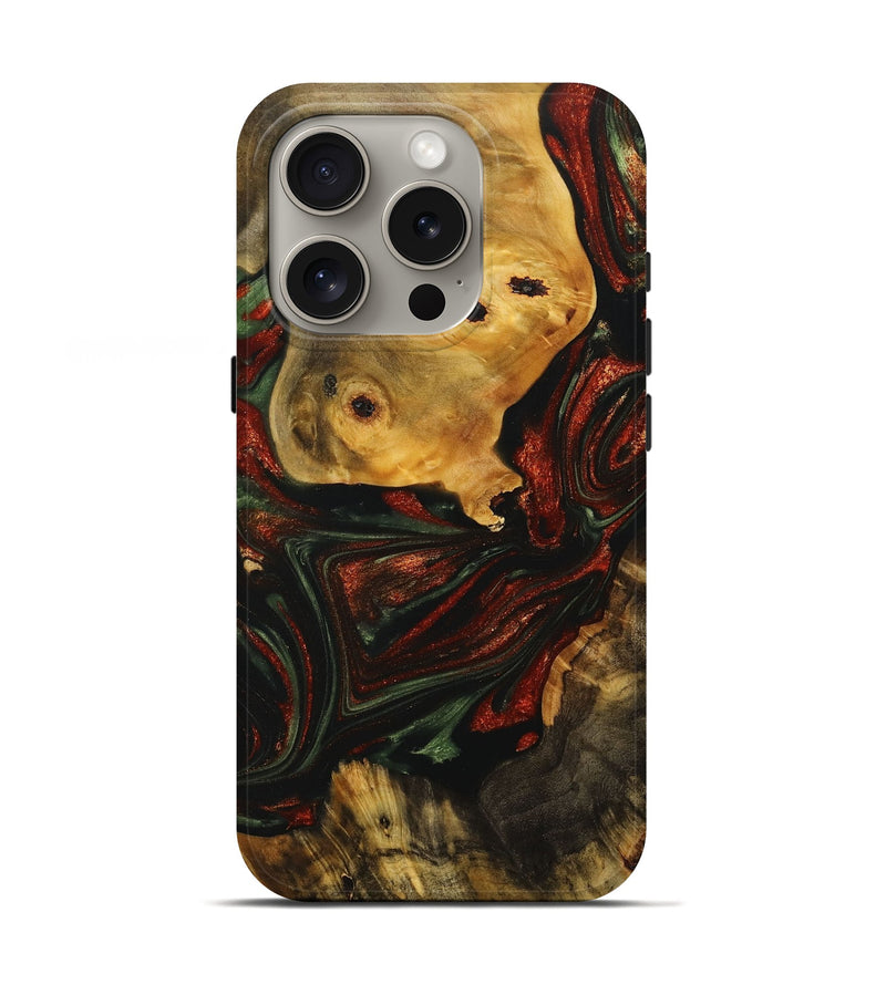 iPhone 16 Pro Wood+Resin Live Edge Phone Case - Glenn (Green, 713035)