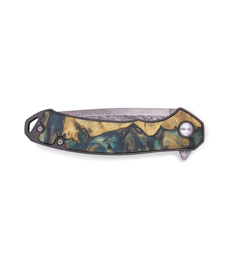 EDC Wood+Resin Pocket Knife - Ted (Green, 713255)