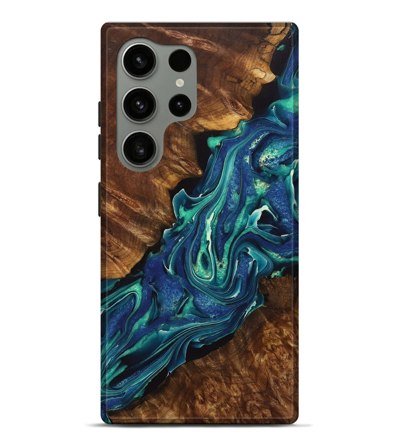 Galaxy S24 Ultra Wood+Resin Live Edge Phone Case - Valentina (Blue, 713496)