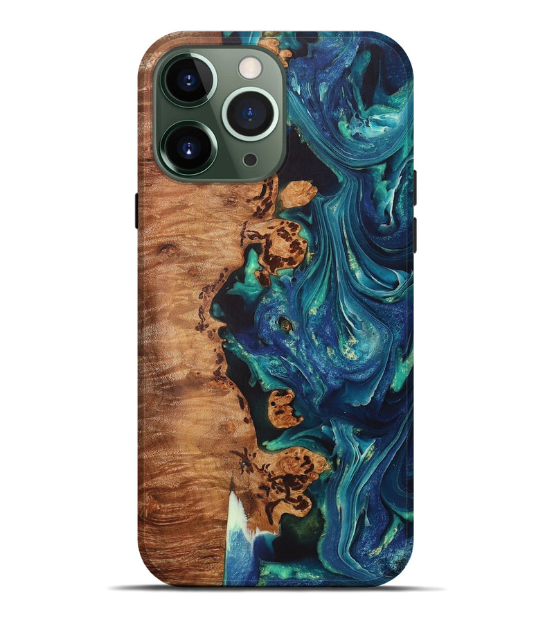 iPhone 13 Pro Max Wood+Resin Live Edge Phone Case - Lee (Blue, 713499)