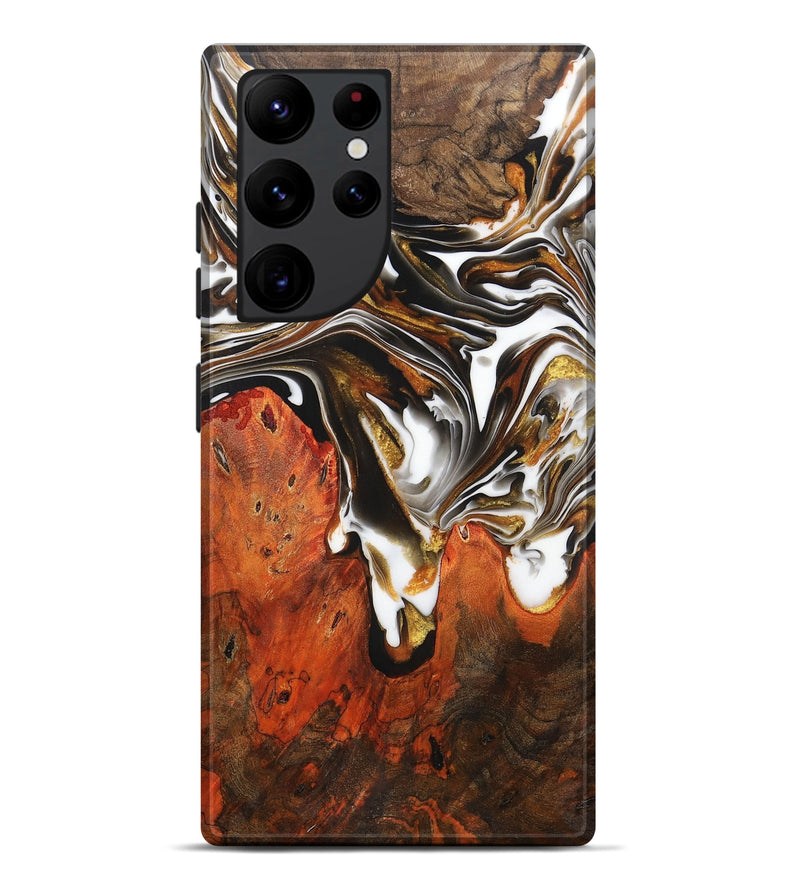Galaxy S22 Ultra Wood+Resin Live Edge Phone Case - Cash (Black & White, 713513)