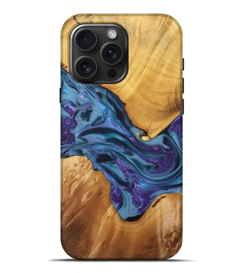iPhone 16 Pro Max Wood+Resin Live Edge Phone Case - Yolanda (Purple, 713515)