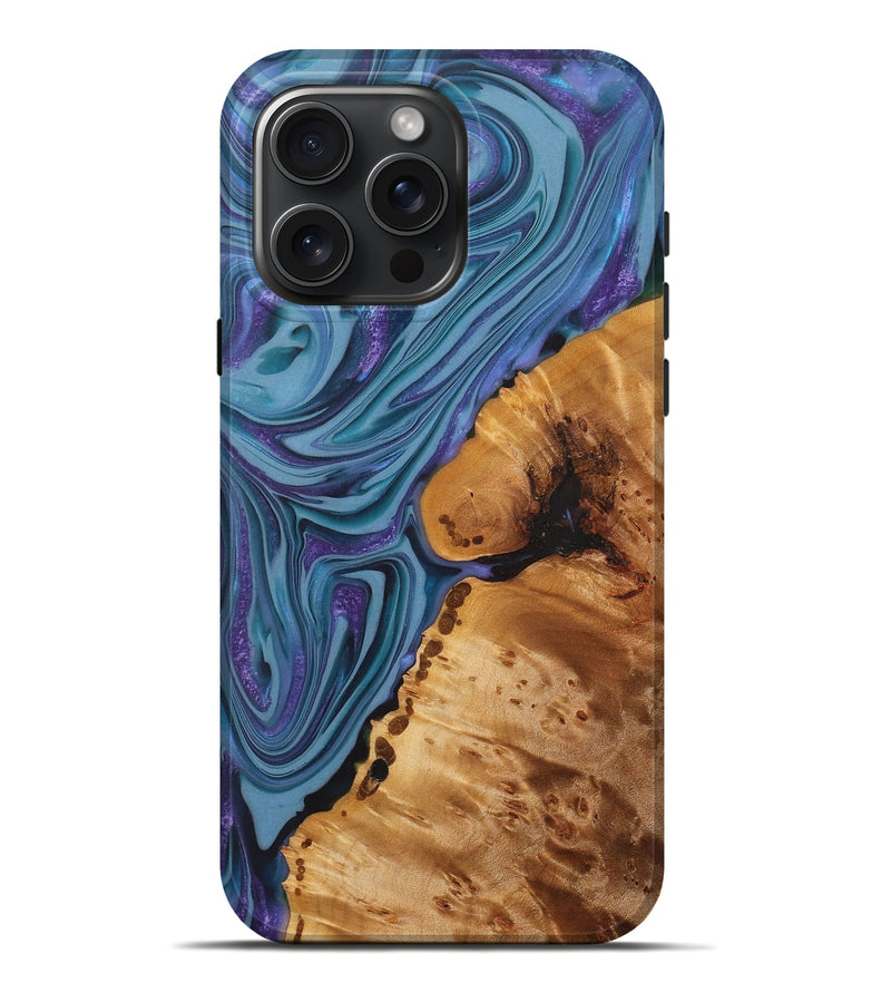 iPhone 16 Pro Max Wood+Resin Live Edge Phone Case - Vanessa (Purple, 713516)