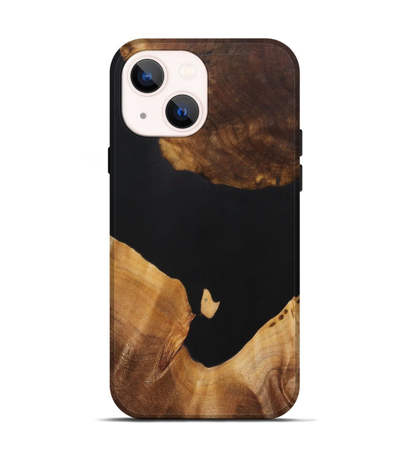 iPhone 14 Wood+Resin Live Edge Phone Case - Roger (Pure Black, 713523)