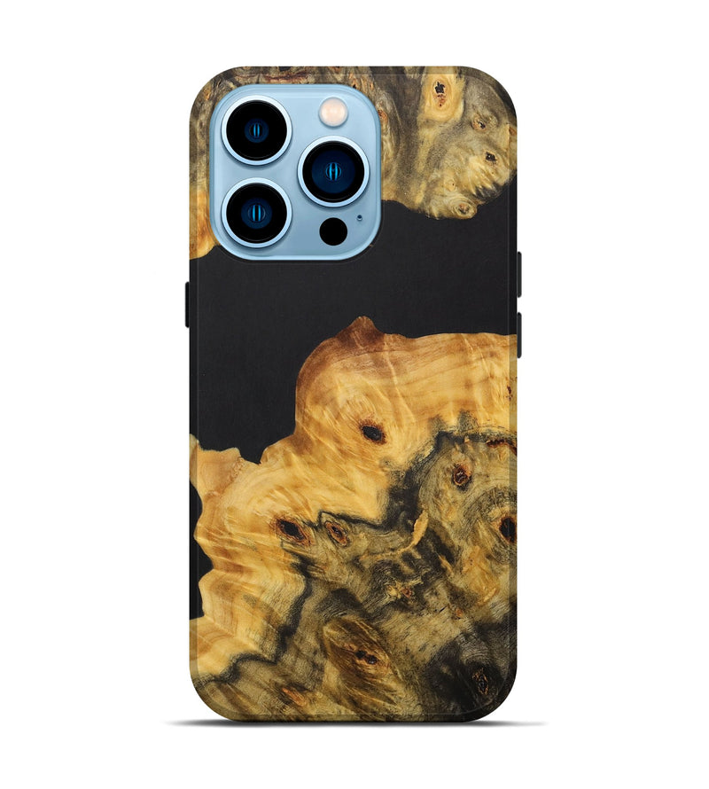 iPhone 14 Pro Wood+Resin Live Edge Phone Case - Harvey (Pure Black, 713524)