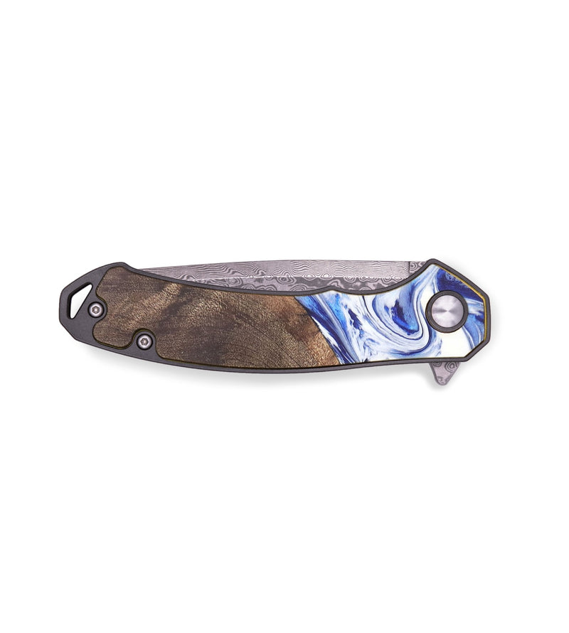 EDC Wood+Resin Pocket Knife - Irma (Blue, 713544)