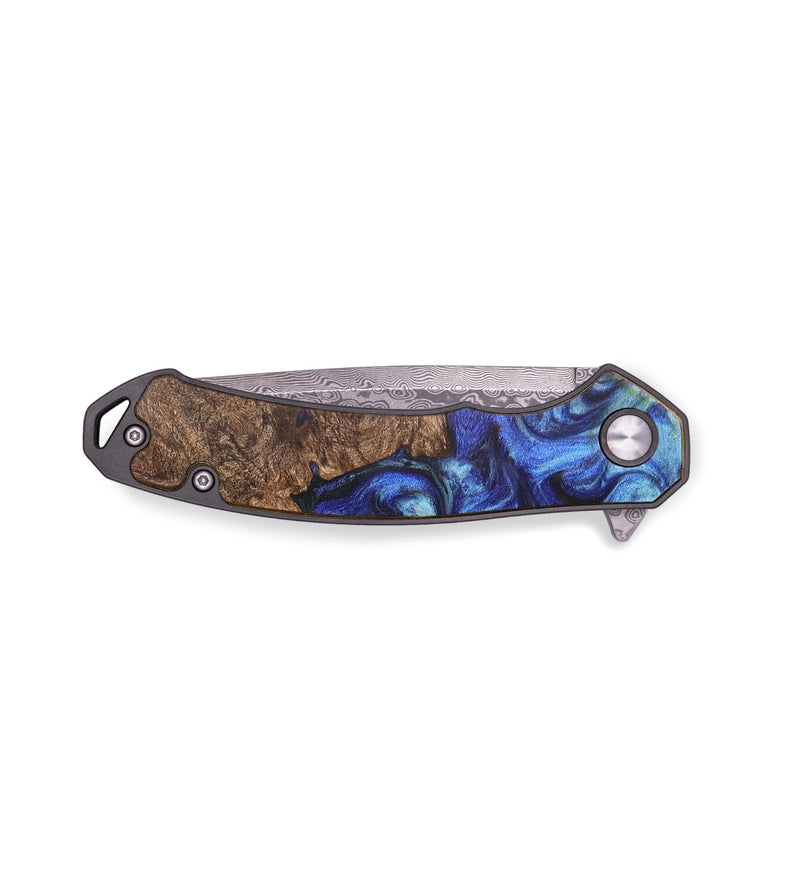 EDC Wood+Resin Pocket Knife - Emely (Blue, 713547)