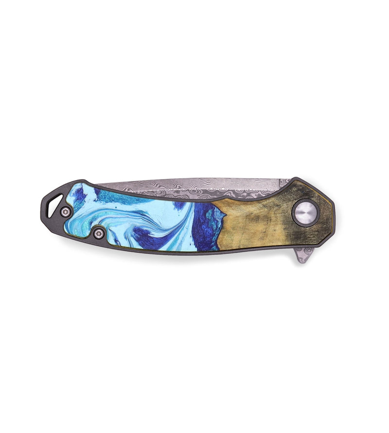 EDC Wood+Resin Pocket Knife - Irma (Blue, 713549)